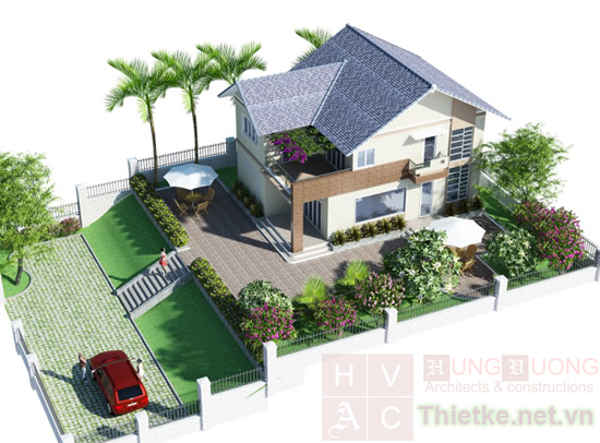 mẫu thiết kế biệt thự vườn ở quê