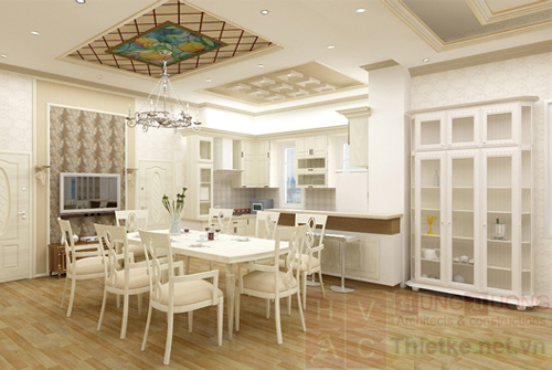 phòng bếp thiết kế phong cách cổ điển