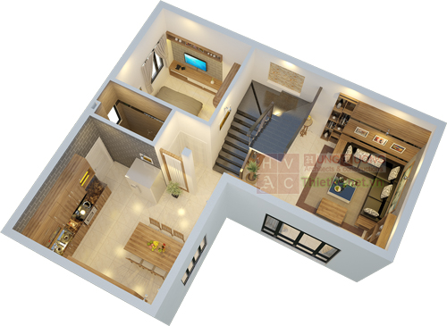 mặt bằng nội thất tầng 1